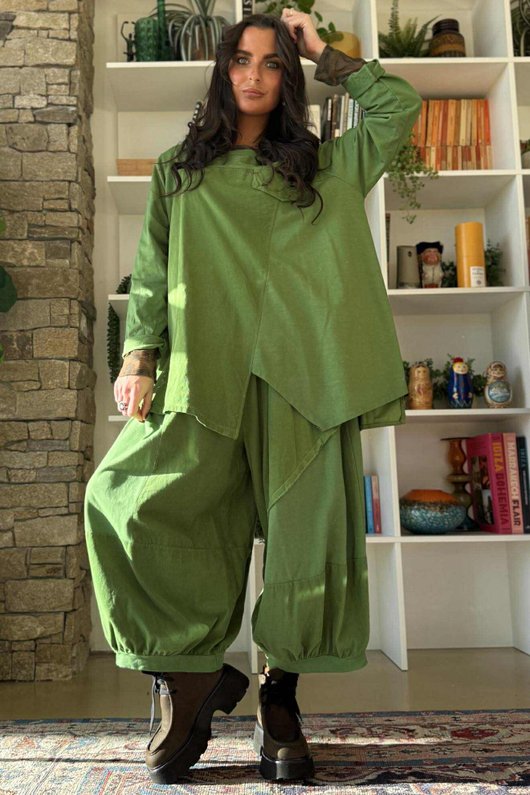 Cooper Needlecord Panel Top Olive Zing