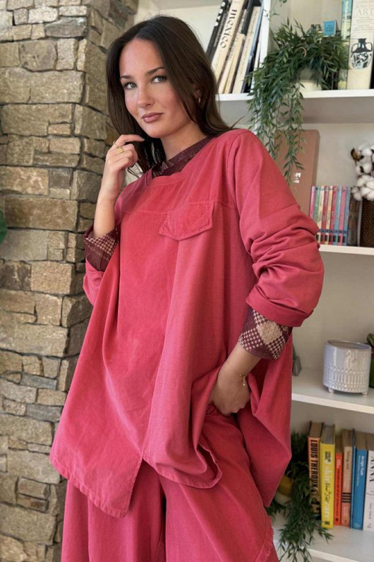 Cooper Needlecord Panel Top Wild Berry /9=