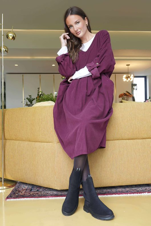 Cooper Needlecord Smock Dress Beetroot  /14 =