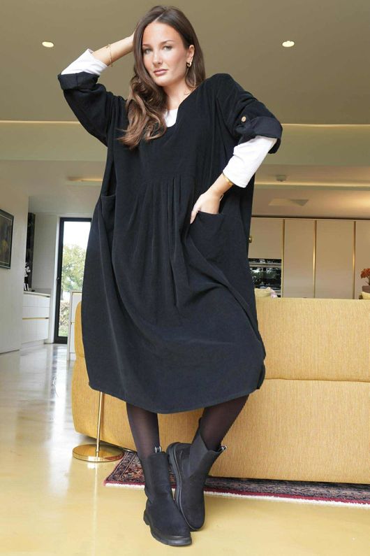 Cooper Needlecord Smock Dress Black  /14 =
