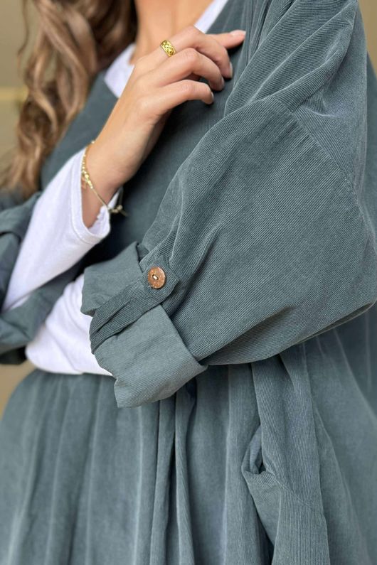 Cooper Needlecord Smock Dress Charcoal  /14 =