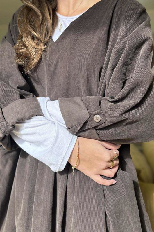 Cooper Needlecord Smock Dress Coffee Bean  /14 =