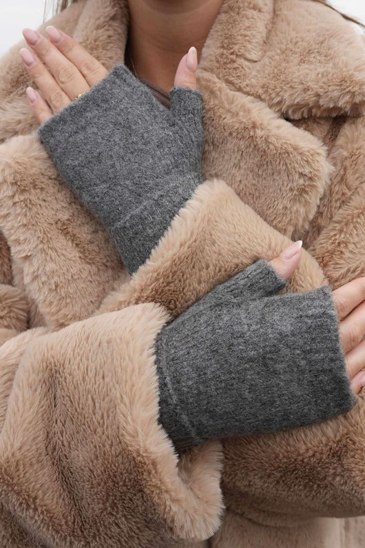 Cosy Cuff Fingerless Gloves Dark Grey Marl