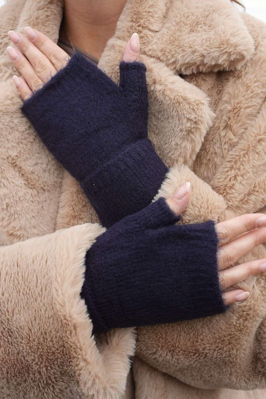 Cosy Cuff Fingerless Gloves Navy /3 =