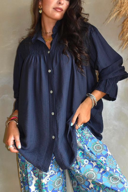 Darcy Smock Blouse Navy