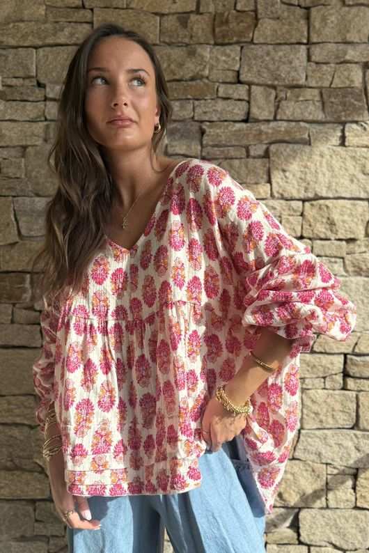 Daughter Of Ibiza Artist Smock Fuchsia & Marigold