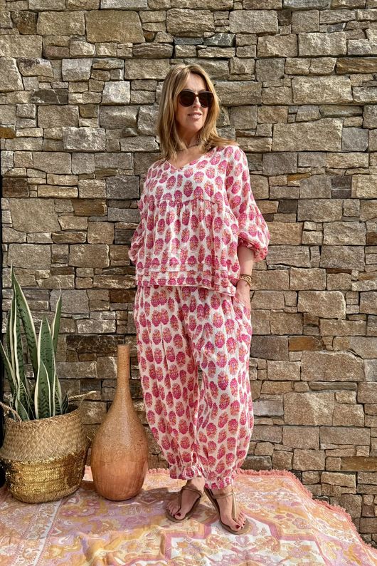 Daughter Of Ibiza Artist Smock Fuchsia & Marigold