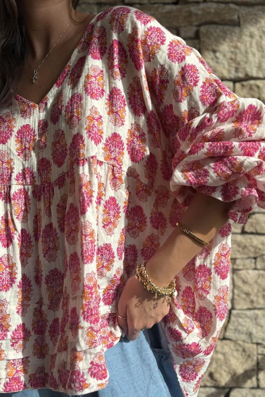 Daughter Of Ibiza Artist Smock Fuchsia & Marigold