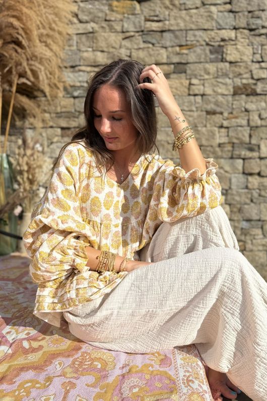 Daughter Of Ibiza Artist Smock Ochre & Rose