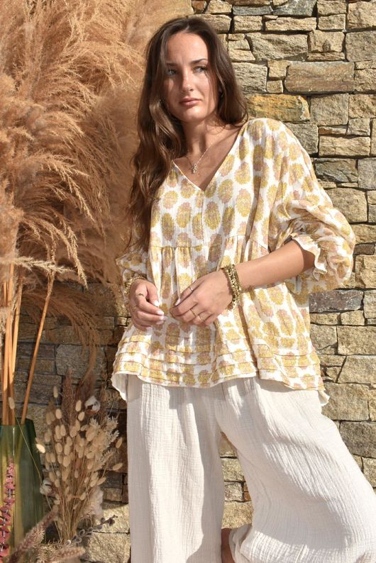 Daughter Of Ibiza Artist Smock Ochre & Rose /20 Pre order 10 days