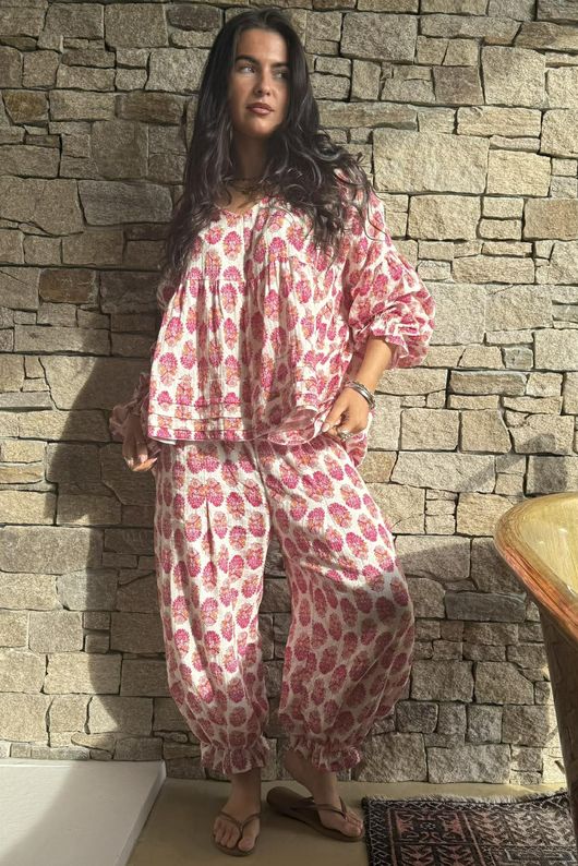 Daughter Of Ibiza Bloomer Pant Fuchsia & Marigold