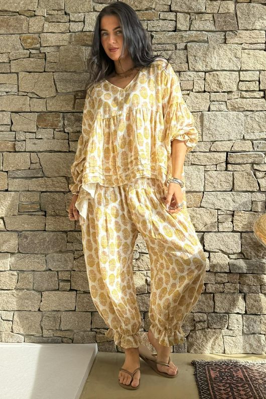 Daughter Of Ibiza Bloomer Pant Ochre & Rose