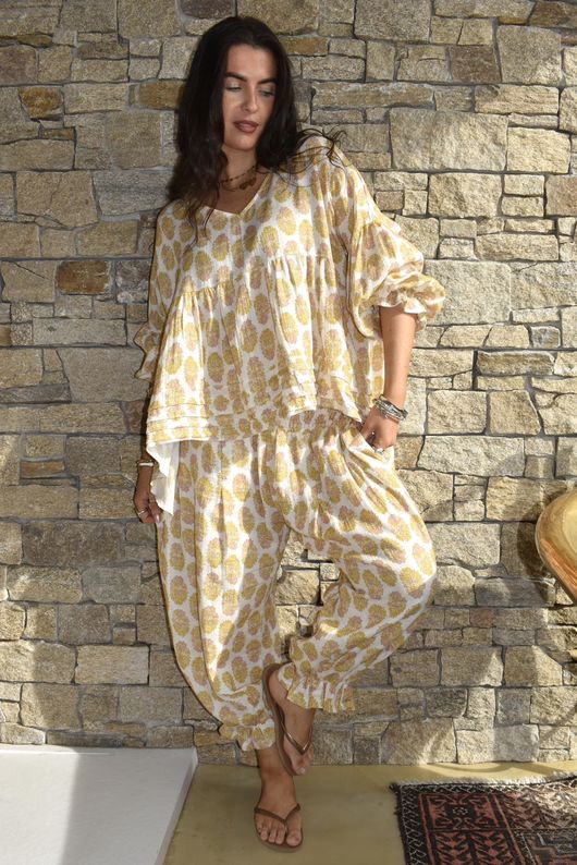 Daughter Of Ibiza Bloomer Pant Ochre & Rose