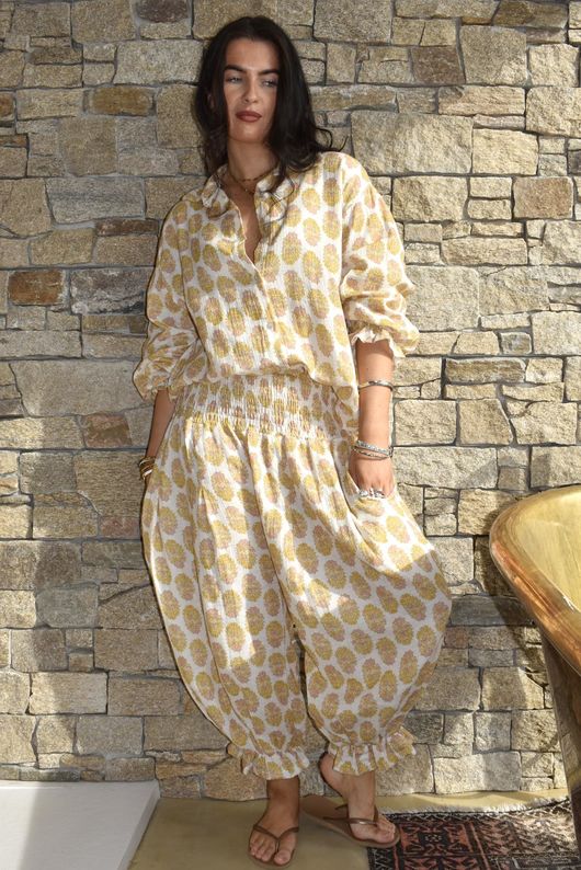 Daughter Of Ibiza Bloomer Pant Ochre & Rose