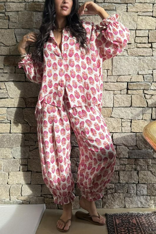 Daughter Of Ibiza Boyfriend Shirt Fuchsia & Marigold