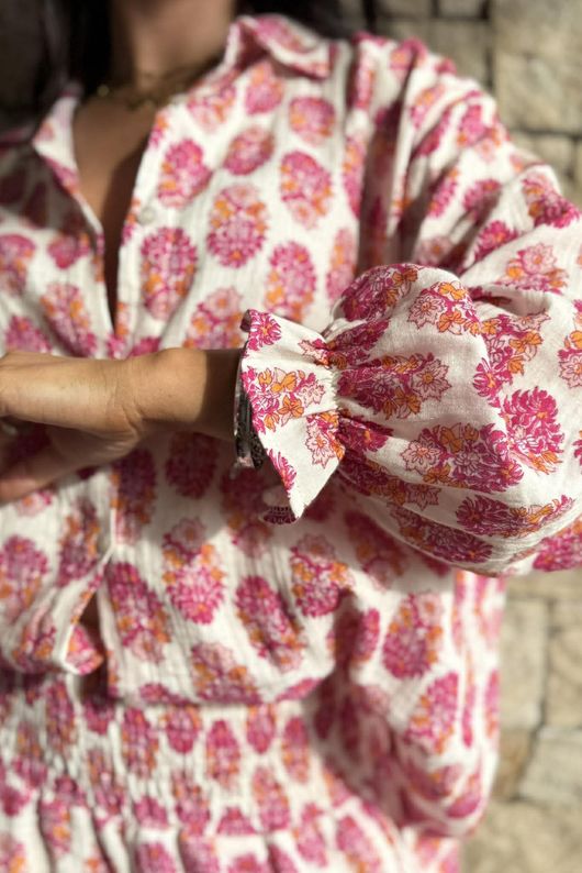 Daughter Of Ibiza Boyfriend Shirt Fuchsia & Marigold