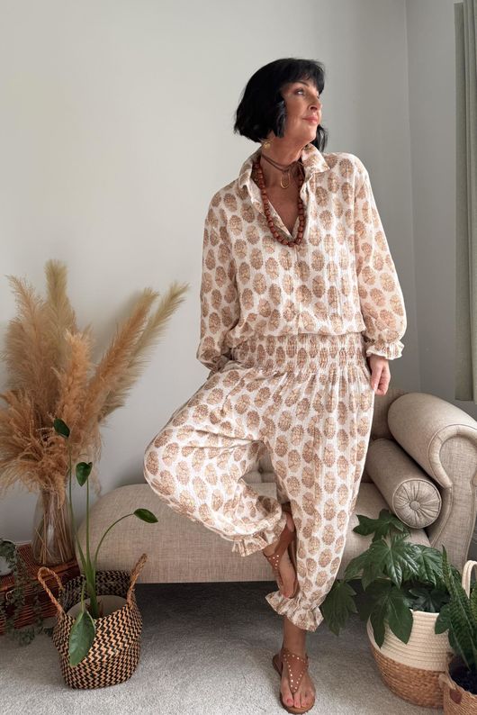 Daughter Of Ibiza Boyfriend Shirt Nutmeg & Nude /20 Pre order 10 days