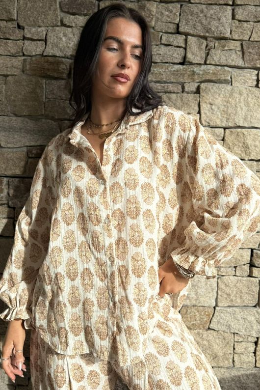 Daughter Of Ibiza Boyfriend Shirt Nutmeg & Nude