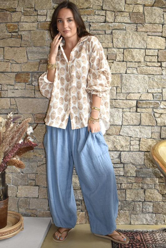 Daughter Of Ibiza Boyfriend Shirt Nutmeg & Nude