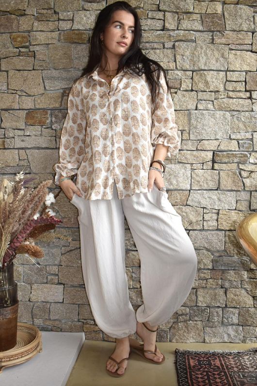 Daughter Of Ibiza Boyfriend Shirt Nutmeg & Nude