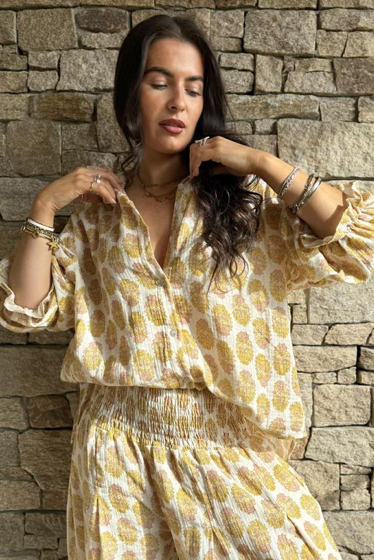 Daughter Of Ibiza Boyfriend Shirt Ochre & Rose