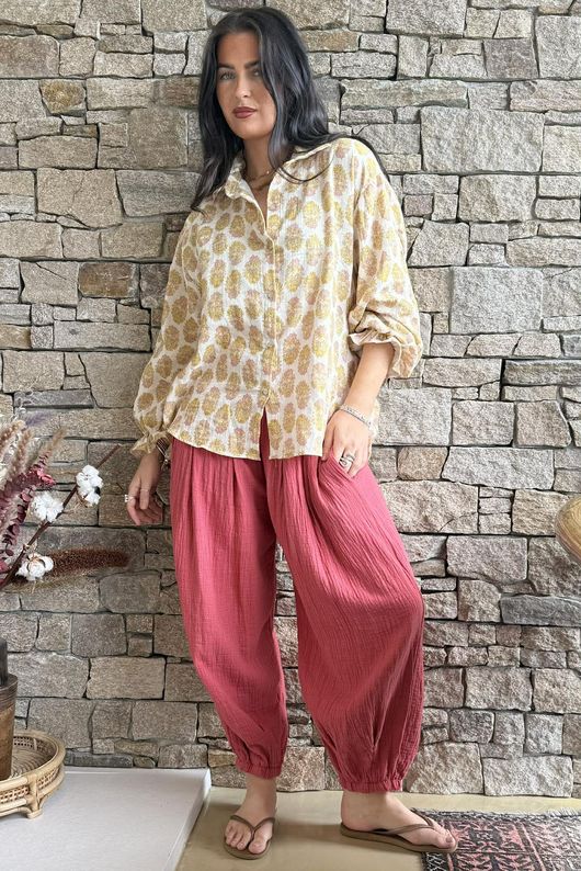 Daughter Of Ibiza Boyfriend Shirt Ochre & Rose