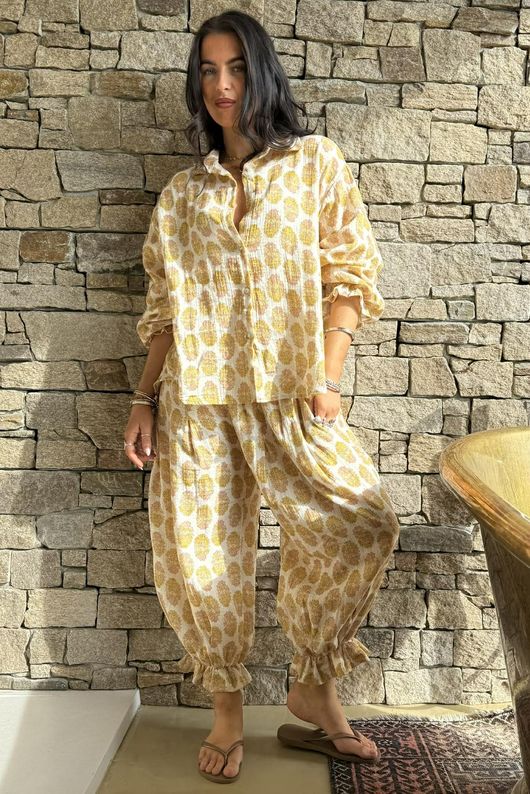 Daughter Of Ibiza Boyfriend Shirt Ochre & Rose