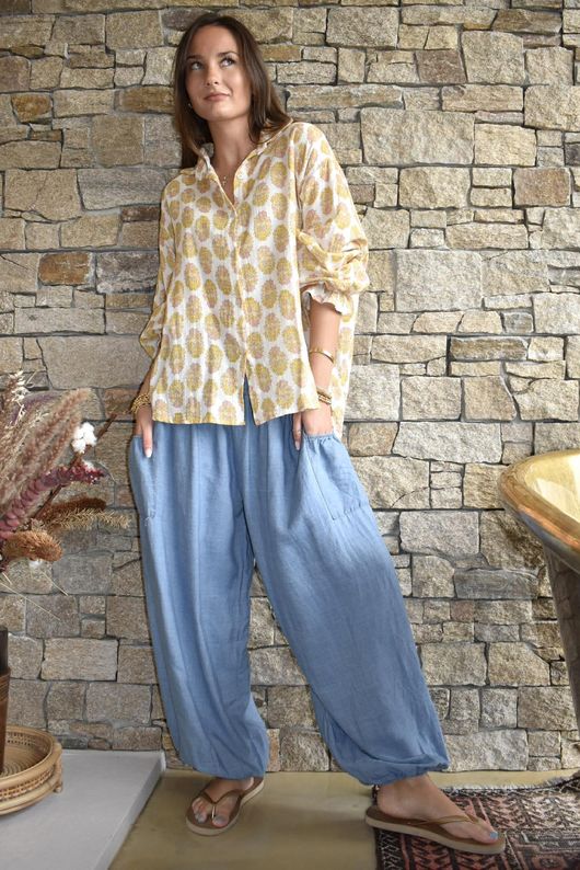 Daughter Of Ibiza Boyfriend Shirt Ochre & Rose