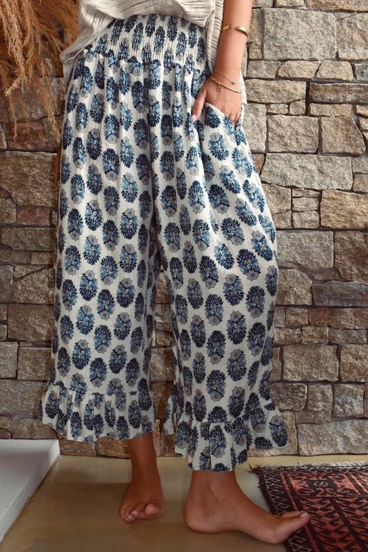 Daughter Of Ibiza Indira Frill Kick Pant French Navy & Denim