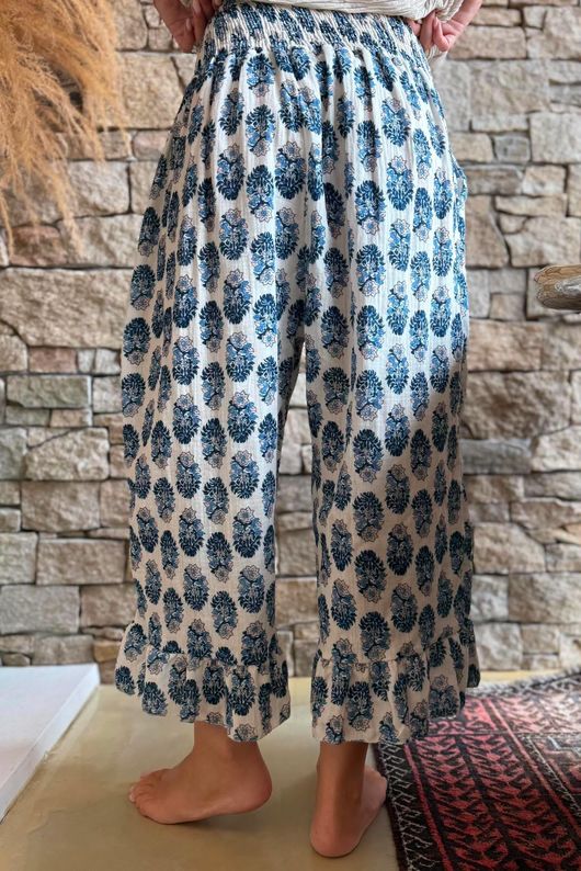 Daughter Of Ibiza Indira Frill Kick Pant French Navy & Denim