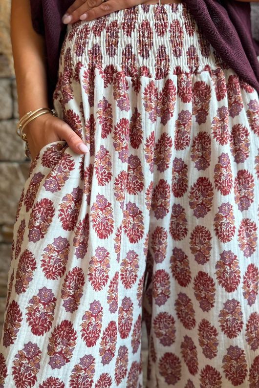Daughter Of Ibiza Indira Frill Kick Pant Merlot & Mauve