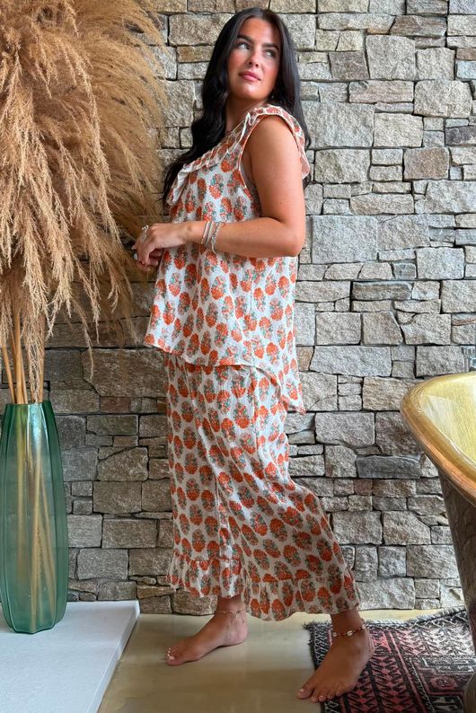 Daughter Of Ibiza Indira Frill Tank Marigold & Jade