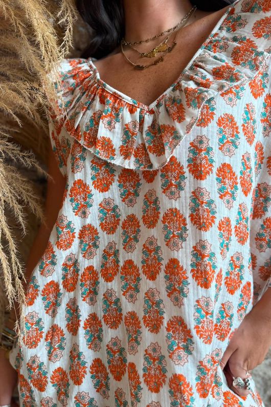 Daughter Of Ibiza Indira Frill Tank Marigold & Jade