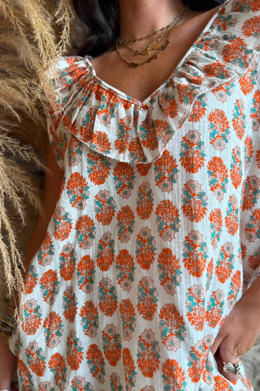 Daughter Of Ibiza Indira Frill Tank Marigold & Jade