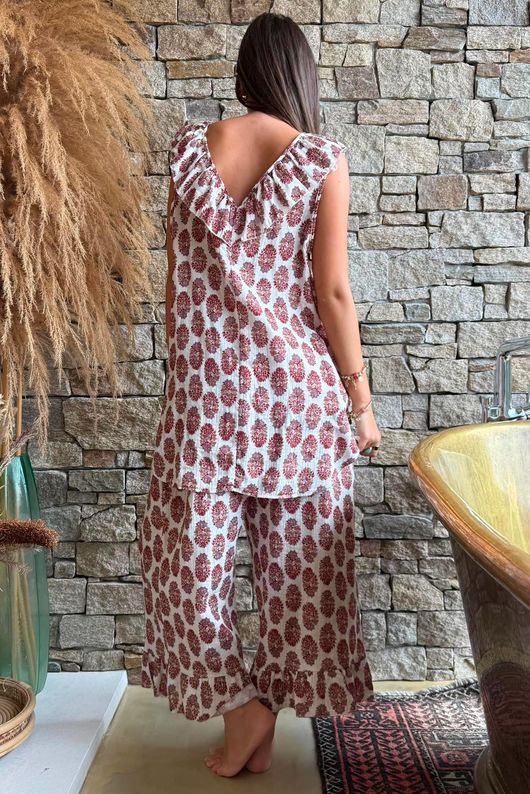 Daughter Of Ibiza Indira Frill Tank Merlot & Mauve