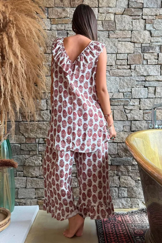 Daughter Of Ibiza Indira Frill Tank Merlot & Mauve