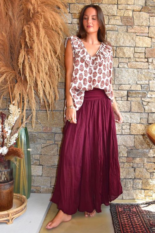 Daughter Of Ibiza Indira Frill Tank Merlot & Mauve