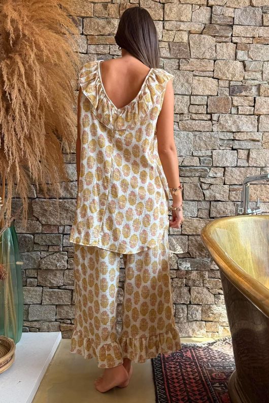 Daughter Of Ibiza Indira Frill Tank Ochre & Rose