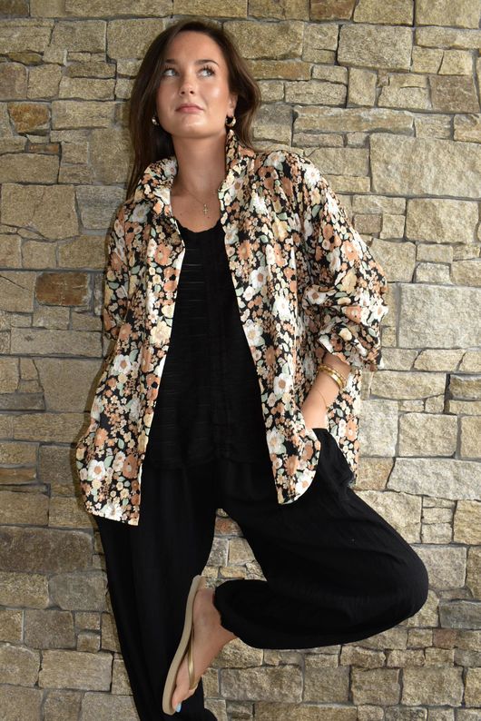 Daughter Of Ibiza Lovechild Boyfriend Shirt Black & Hazelnut