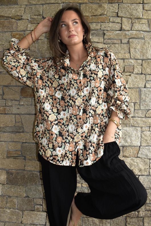 Daughter Of Ibiza Lovechild Boyfriend Shirt Black & Hazelnut