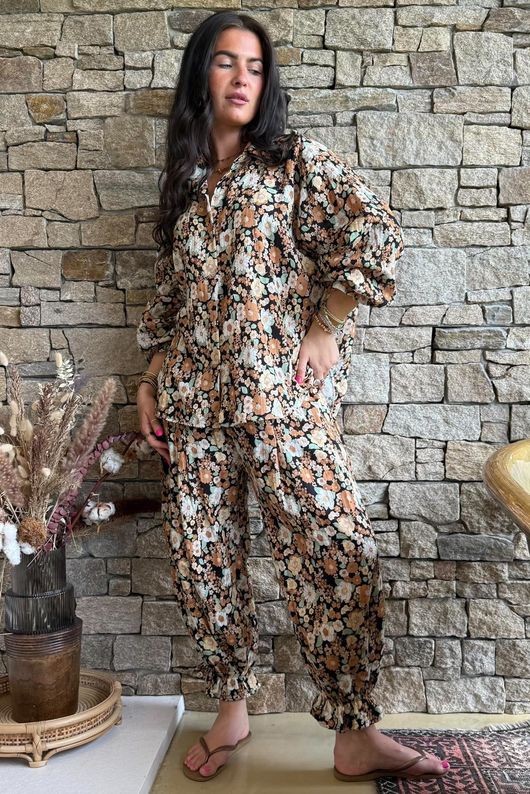Daughter Of Ibiza Lovechild Boyfriend Shirt Black & Hazelnut