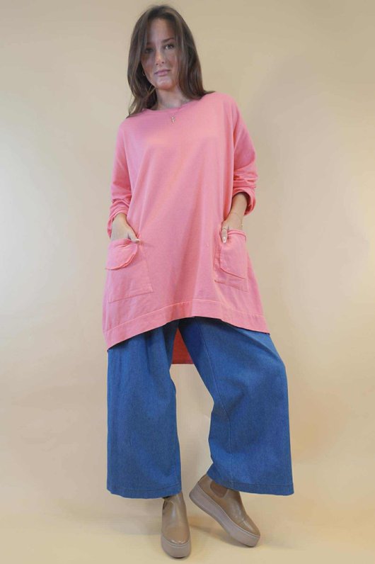 Daydreamer Pocketed Sweatshirt Coral  /5=