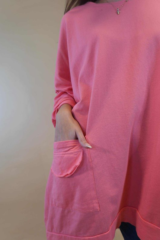 Daydreamer Pocketed Sweatshirt Coral  /5=