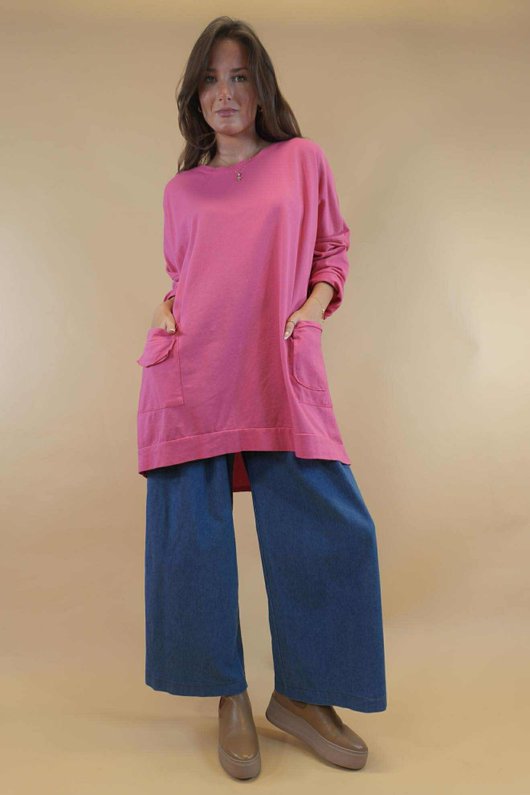 Daydreamer Pocketed Sweatshirt Hot Pink  /7=