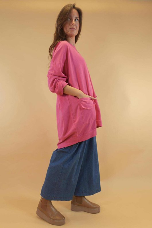 Daydreamer Pocketed Sweatshirt Hot Pink  /7=