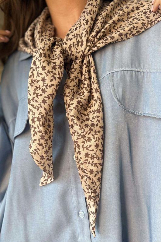 Ditsy Floral Triangle Neckerchief Stone