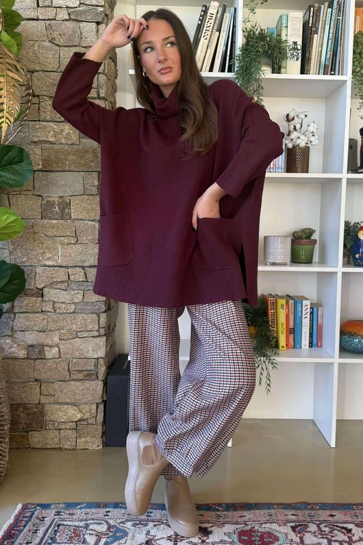 Donald Plaid Brushed Cotton Demi Bloom Pant Blackberry - 