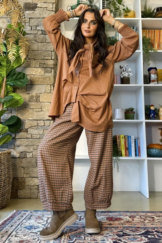 Donald Plaid Brushed Cotton Demi Bloom Pant Rust /14