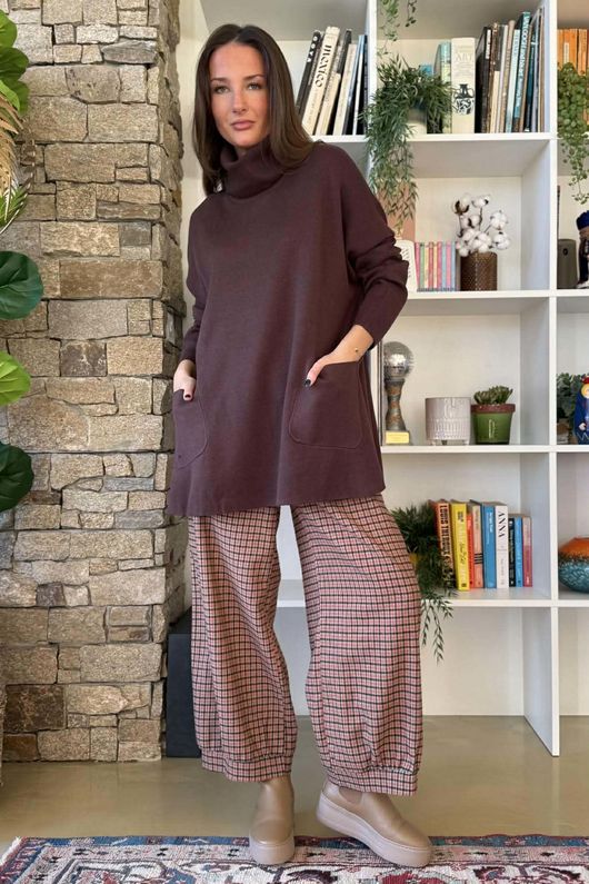 Donald Plaid Brushed Cotton Demi Bloom Pant Rust /14