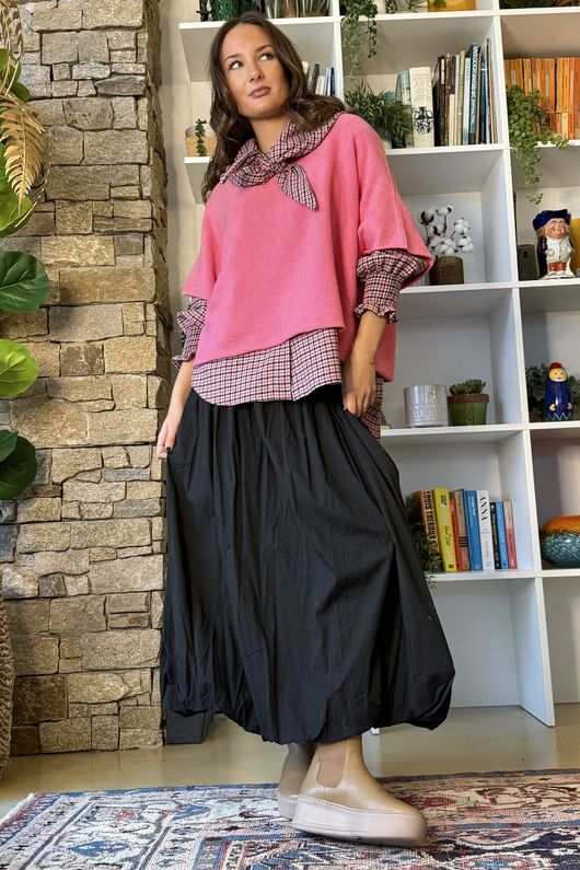 Donald Plaid Brushed Cotton Neckerchief Blouse Pink